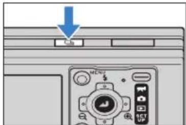 Diagram showing a camera control panel with an arrow pointing to the button labeled 'OK' and a 'MENU' button.