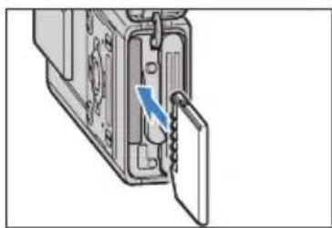 Diagram of a device with an open door and internal components, showing a blue arrow pointing to a component (no text or symbols present)