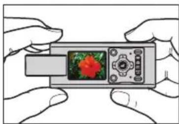 Illustration of two hands holding a smartphone with a small screen displaying a red flower (no text or symbols visible)