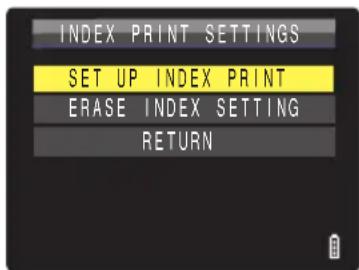 CONTAX i4R - Press the 4-way button up to select [SET UP INDEX PRINT] and press the OK button 🔊. - 1