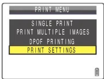 PRINT MENU SINGLE PRINT PRINT MULTIPLE IMAGES DPOF PRINTING PRINT SETTINGS
