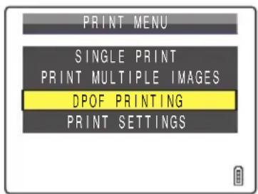 CONTAX i4R - In the print menu screen, press the 4-way button up or down to select [DPOF PRINTING] and then press the OK button ⓐ. - 1