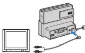 Diagram showing a monitor connected to an electronic device via cable (no text or symbols present)