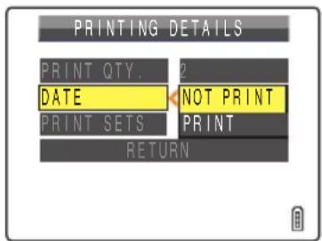 PRINTING DETAILS PRINT QTY. 2 DATE NOT PRINT PRINT SETS PRINT RETURN