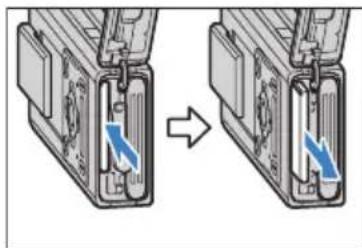 Diagram showing two mechanical components with blue arrows indicating direction of movement (no text or symbols)