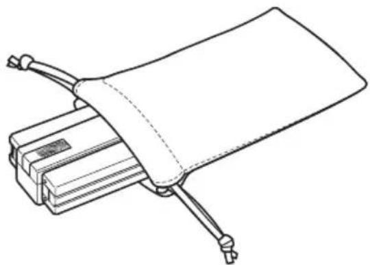 Line drawing of a mechanical device with a curved handle and attached components (no text or symbols)