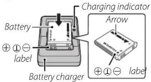 FUJIFILM FinePix JX250 - Place the battery in the charger. - 1