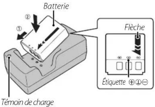 FUJIFILM FinePix SL240 - Insérez la batterie dans le chargeur de batterie fourni. - 1