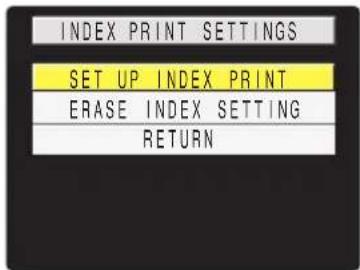 KYOCERA Finecam M400R - Use the up 🔊 or down 🔊 button to select [SET UP INDEX PRINT] and then press the OK button Ⓗ. - 1