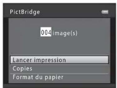 PictBridge 004 image(s) Lancer impression Copies Format du papier