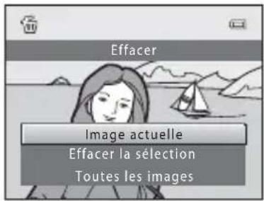 Effacer Image actuelle Effacer la sélection Toutes les images