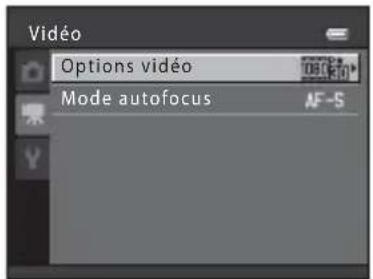 Vidéo Options vidéo Mode autofocus AF-S