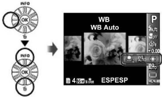 OLYMPUS SP-620UZ Traveller - Select the white balance option in the function menu. - 1