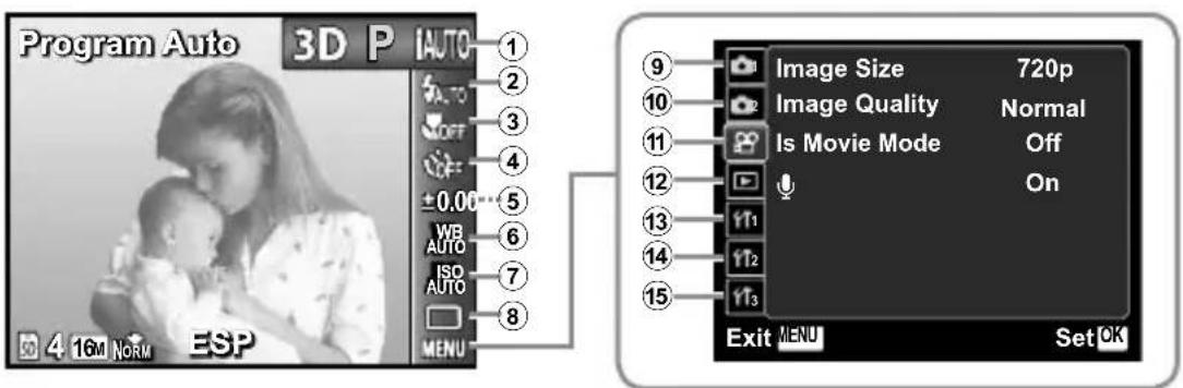 OLYMPUS SP-620UZ Traveller - Menu Index - 1