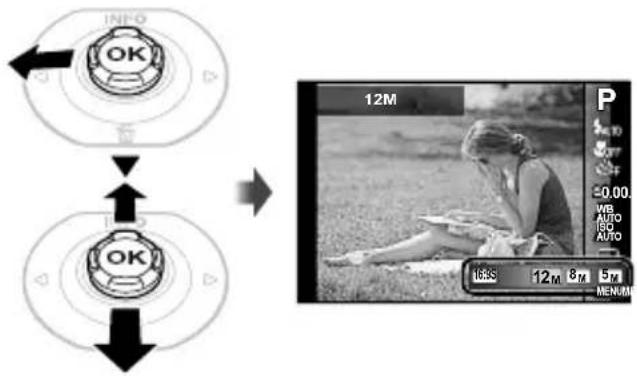 OLYMPUS Tough TG-620 - Select the image size option in the function menu. - 1