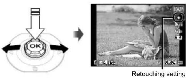 OLYMPUS Tough TG-620 - Use ◀▶ to select the retouching setting, and press the Ⓞ button to set. - 1