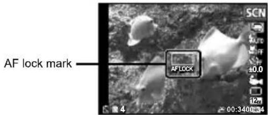 OLYMPUS Tough TG-620 - To lock the focus distance for underwater shoots (AF lock) - 1