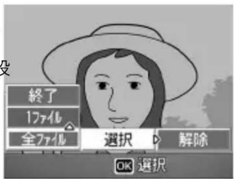 終了 1ファイル 全ファイル 選択 解除 OK 選択