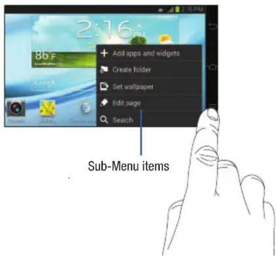 SAMSUNG Galaxy EK-GC100 - Navigating Using Sub-Menus - 2