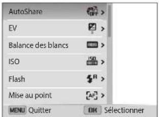 SAMSUNG ST150F - Ex : sélection d'une option de balance des blancs en mode Programme : - 2