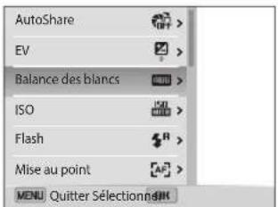 SAMSUNG ST150F - Ex : sélection d'une option de balance des blancs en mode Programme : - 3