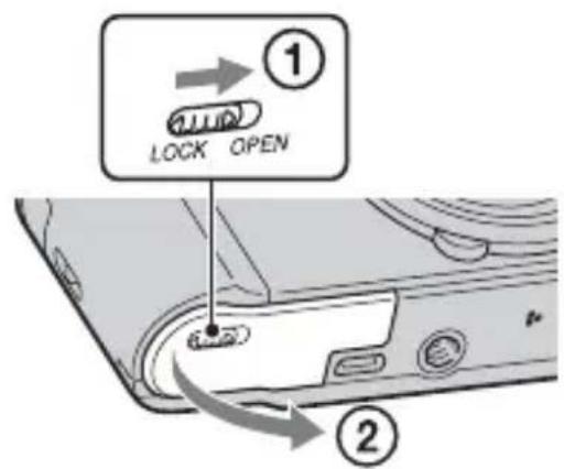 SONY Cybershot DSC-HX7X - Inserir o pack de baterias - 1