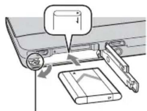 Diagram illustrating a device's internal structure with labeled components and directional arrows indicating movement or assembly.