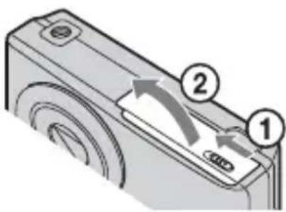 SONY Cybershot DSC-W380 - De accu/geheugenkaart plaatsen (los verkrijgbaar) - 1