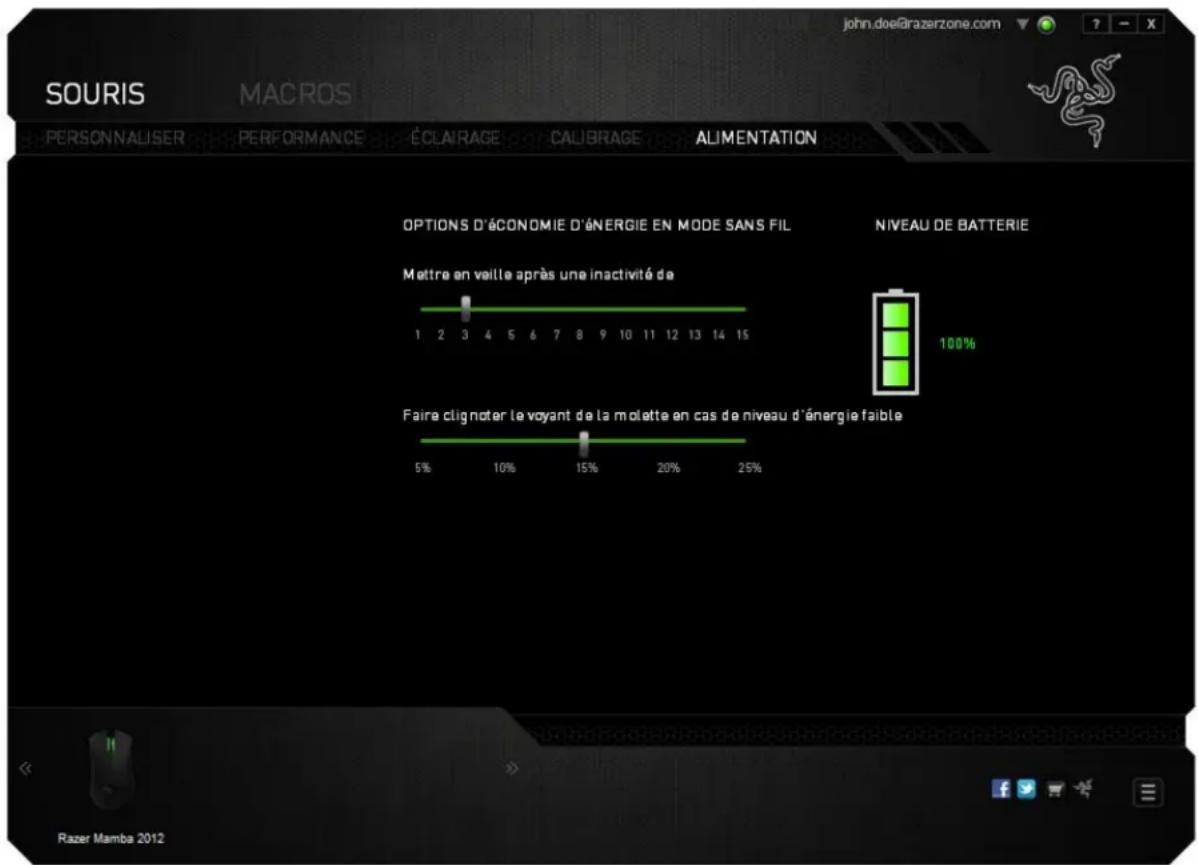 RAZER Mamba 2012 - ONGLET ALIMENTATION - 1