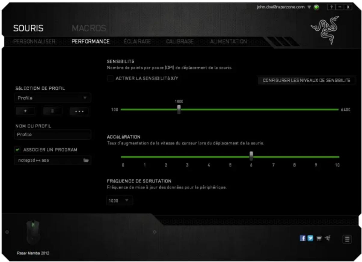 RAZER Mamba 2012 - ONGLET FONCTIONNEMENT - 1