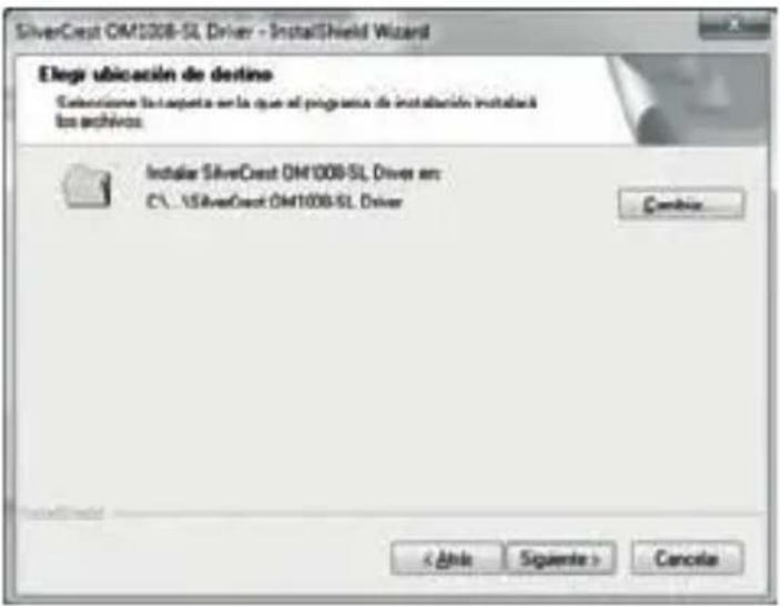 SilverCost OM1008-SL Driver - InstallShield Wizard Elega ubicación de destino Descrizione la aspecte en la que el programa de instalación instalada los archivos Instalar SilverCost OM1008-SL Driver en CL . VS SilverCost OM1008-SL Driver Cancel < Able Siguiente > Cancel