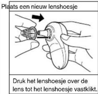 Plaats een nieuw lenshoesje Druk het lenshoesje over de lens tot het lenshoesje vastklikt.