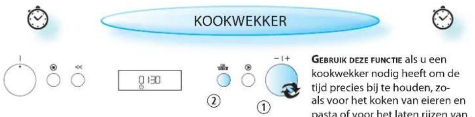 KOOKWEKKER GEBRUIK DEZE FUNCTIE als u een kookwekker nodig heeft om de tijd precies bij te houden, zoals voor het koken van eieren en pasta of voor het laten rijzen van
