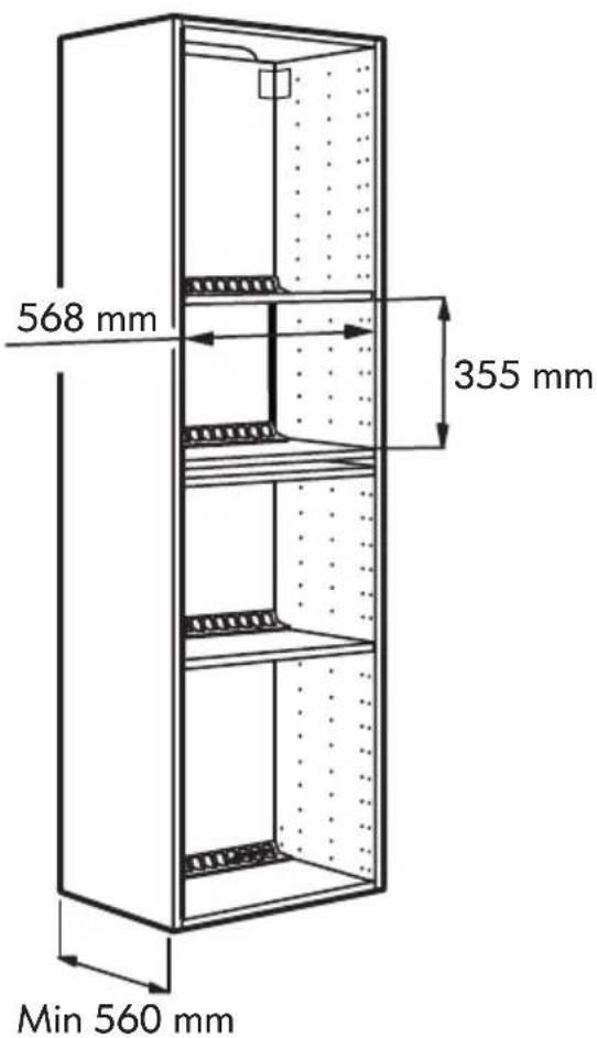 568 mm 355 mm Min 560 mm