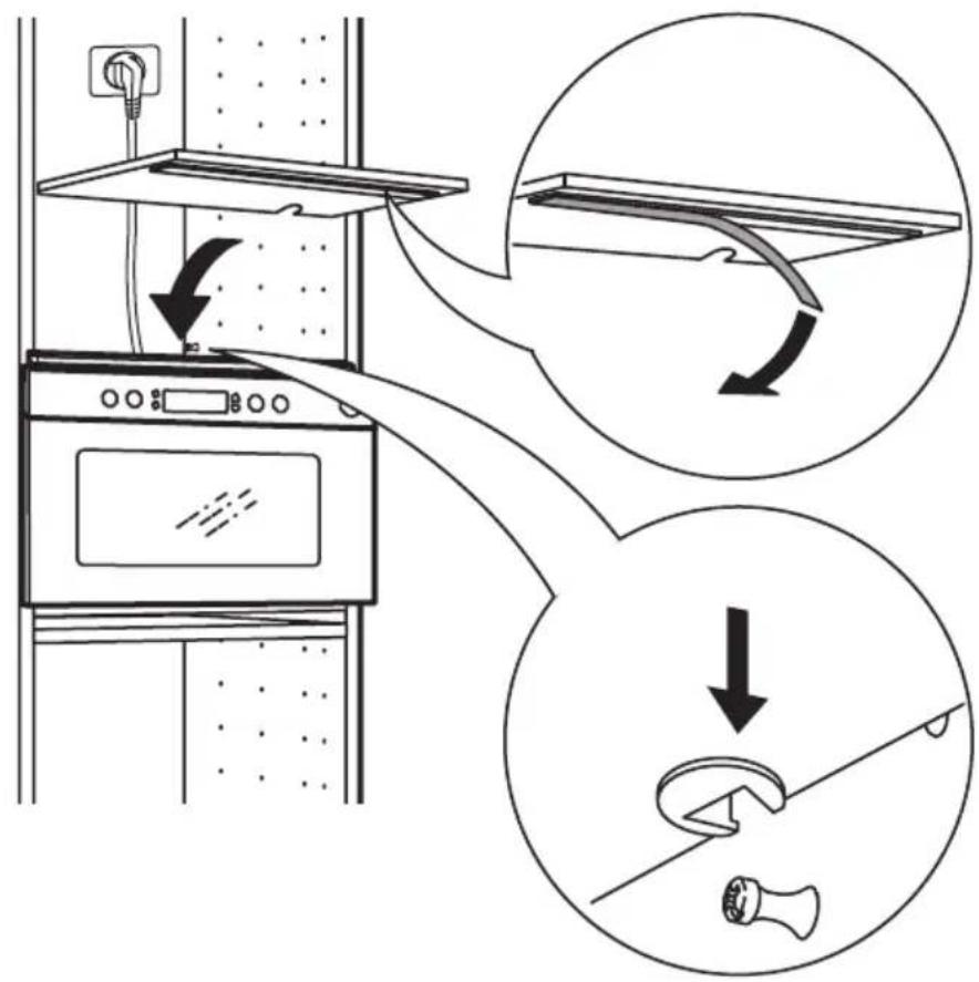 Diagram illustrating the process of installing a door frame using an oven, with arrows indicating clockwise steps.