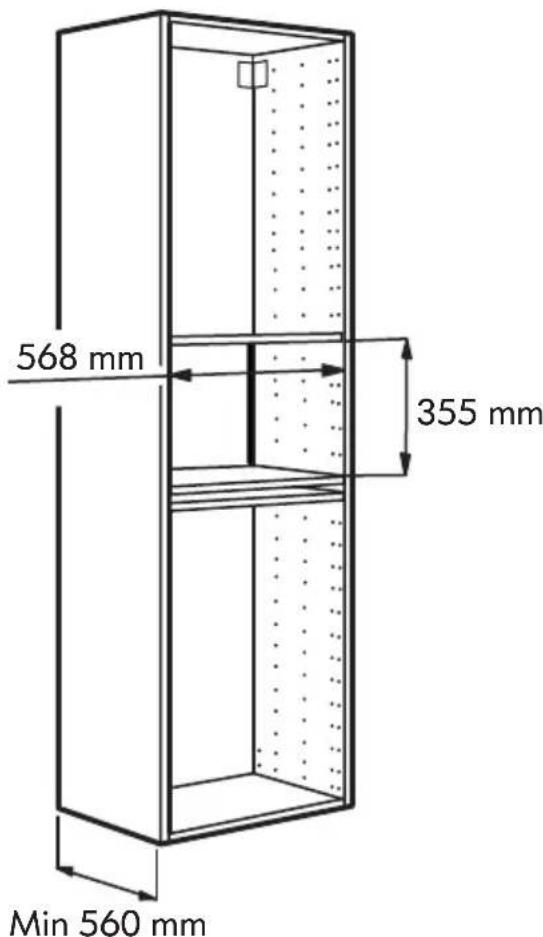 568 mm 355 mm Min 560 mm