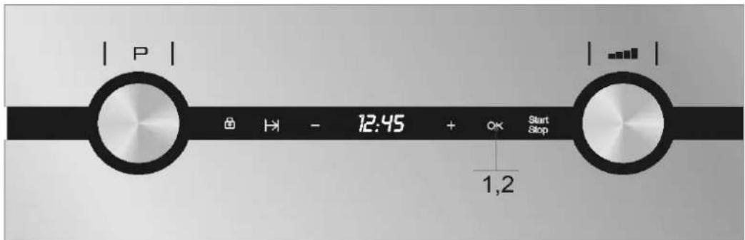 | P | 12:45 + OK Start Stop 1,2