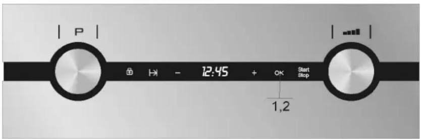 | P | + | - 12:45 + OK Start Stop 1,2