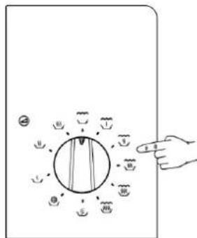 Diagram showing a hand pointing to a circular dial with labeled segments and directional arrows, likely illustrating a physical or mathematical concept.