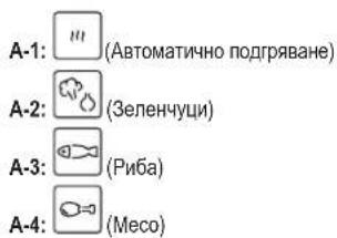 A-1: (Автоматично подгряване) A-2: (Зеленчуци) A-3: (Риба) A-4: (Месо)
