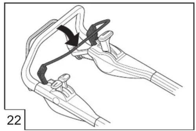 Diagram of a mechanical device with a curved handle and directional arrow, labeled '22' (no text or symbols on the diagram itself)