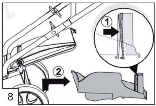 Technical diagram showing mechanical assembly with labeled parts and a magnified detail view of a component
