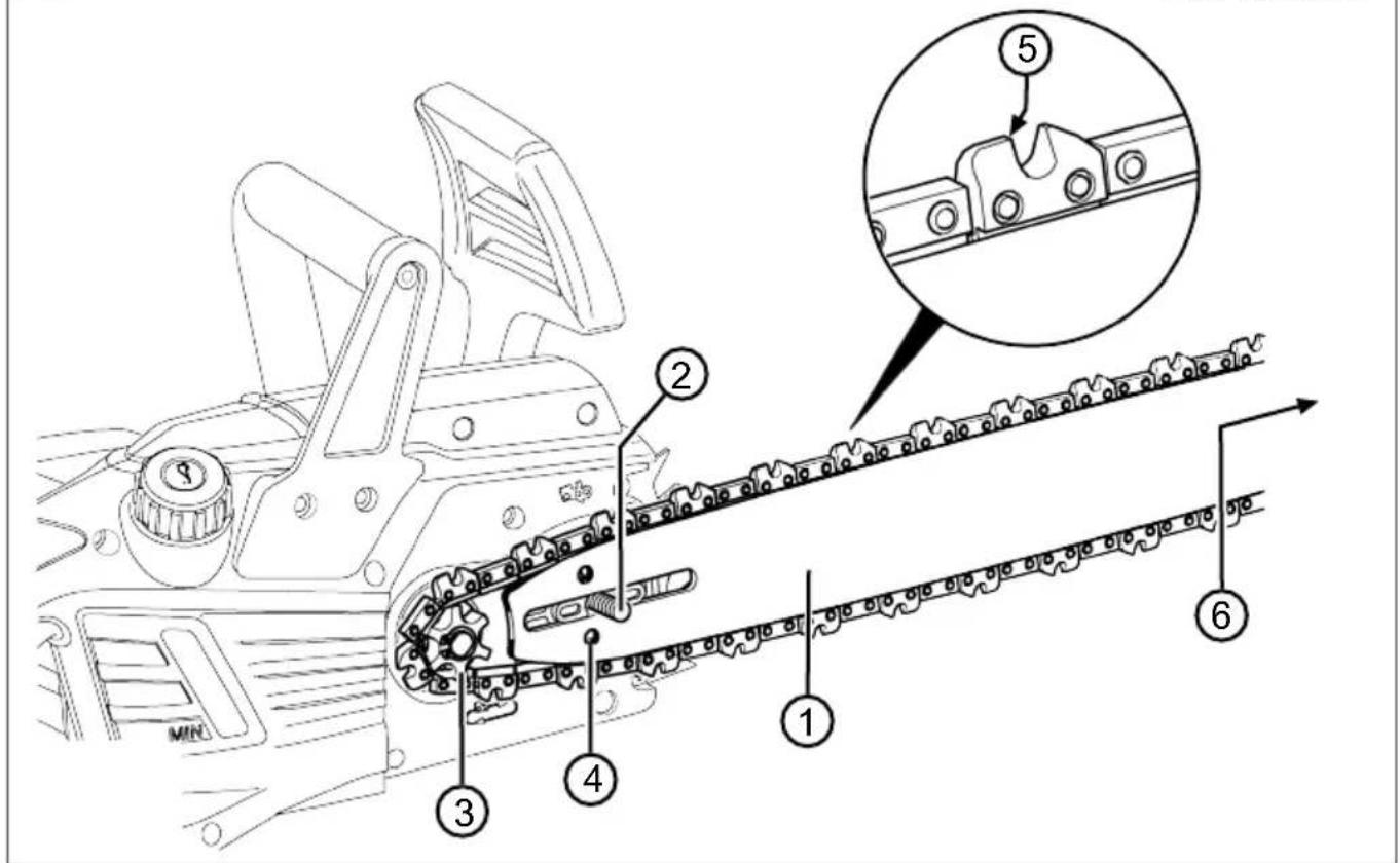 Technical diagram of a mechanical assembly with numbered components and an inset detail view labeled 5
