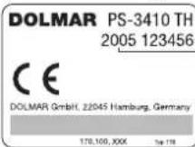 DOLMAR PS3410TH-30 - Plaque signatique - 1