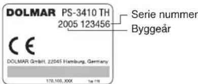 DOLMAR PS3410TH-30 - Typeskilt - 1