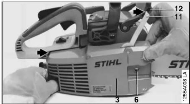 STIHL 009 - Mounting the Bar and Chain - 9