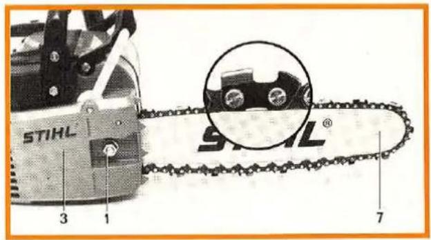STIHL 011 - Mounting the Bar and Chain - 4