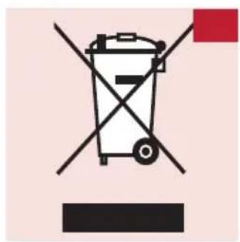 Warning symbol for a trash bin with crossed cross and horizontal lines indicating no waste or discharge