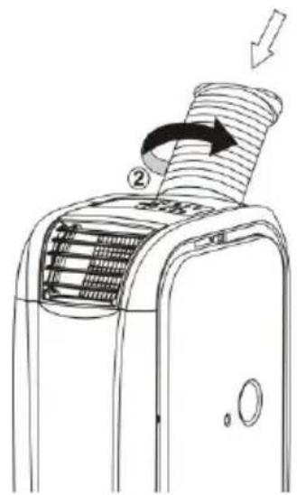 Diagram of a hair dryer with labeled parts and directional arrow indicating motion