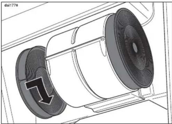 MIELE DA 186 - Installer/remplacer le filtre à charbon - 1